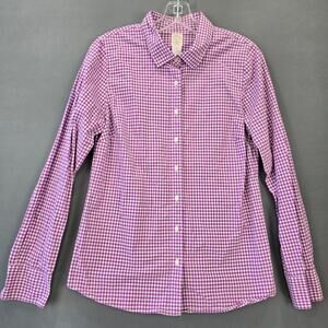 J. Crew Purple Plaid The Perfect Shirt Classic Long Sleeves Button Up Women's 8